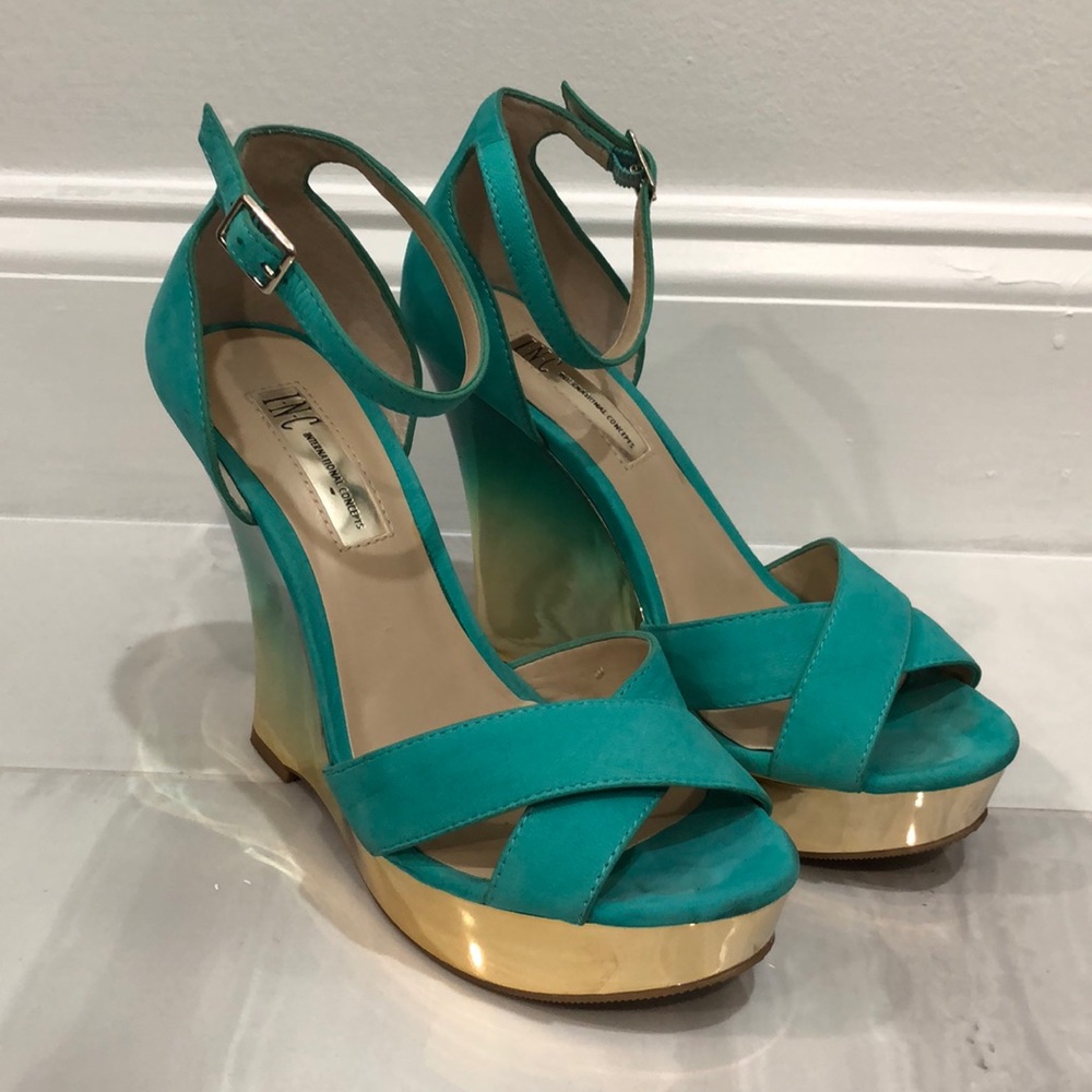 I.N.C. Teal Suede Platform Heels